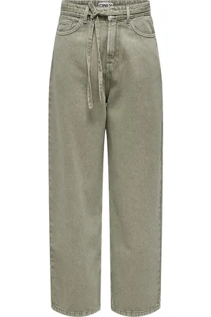 ONLY Onlbleecker Mw Belt Loose Long Pant Pnt Bottoms Jeans Wide Green