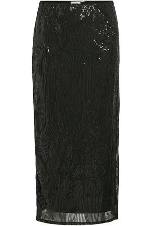 VILA Vizikki Midi Sequin Skirt/Dc Skirts Knee-length & Midi Skirts Black