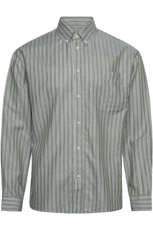 Les Deux Kolton Herringb Poplin Shirt Tops Shirts Casual Khaki Green