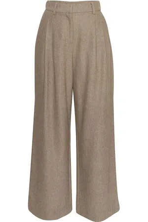 MSCH Mschjennabella Hw Pants Bottoms Trousers Wide Leg Beige