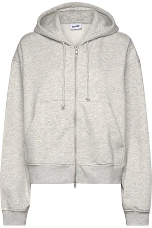 Weekday Boxy Zip Hoodie Tops Sweat-shirts & Hoodies Hoodies Grey