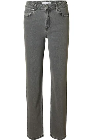 SELECTED Slfalice Mw Straight Eloise Grey Jeans Bottoms Jeans Straight-regular Grey