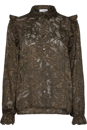 Levete Room Lr-Jolanda Tops Shirts Long-sleeved Khaki Green