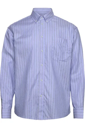 Les Deux Kolton Herringb Poplin Shirt Tops Shirts Casual Blue