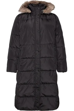 Ralph Lauren Faux-Fur-Trim Hooded Down Coat Topattu Pitkä Takki Black