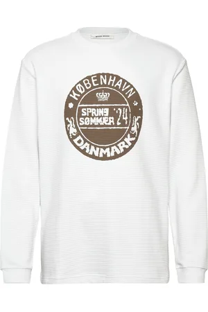 WoodWood Wwherc Waffle Ls T-Shirt Tops T-shirts Long-sleeved White