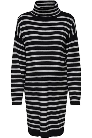 ONLY Olmtalio Ls Stripe Rollneck Dress Knt Polvipituinen Mekko Navy