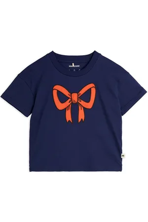 Mini Rodini Bow Application Ss Tee Tops T-shirts & Tops Short-sleeved Navy