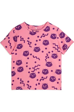 Mini Rodini Squiggly Cats Aop Ss Tee Tops T-shirts Short-sleeved Pink