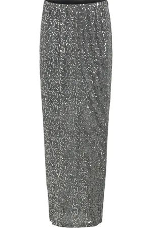 VILA Visanadu Hw Glitter Maxi Skirt Skirts Maxi Skirts Silver