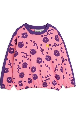 Mini Rodini Squiggly Cats Aop Sweatshirt Tops Sweat-shirts & Hoodies Sweat-shirts Pink