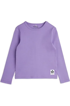 Mini Rodini Solid Rib Ls Tee Tops T-shirts Long-sleeved T-shirts Purple