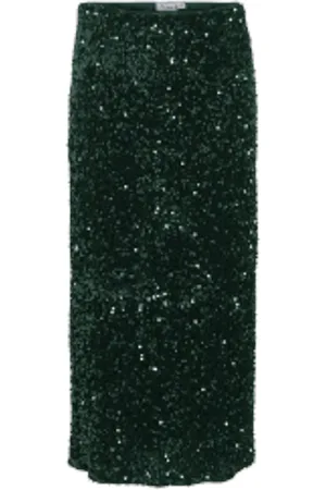 VILA Vifaith Hw Midi Sequin Skirt/Vol Skirts Knee-length & Midi Skirts Green