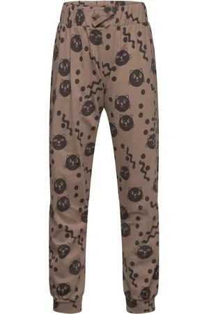 Mini Rodini Squiggly Cats Aop Trousers Bottoms Sweatpants Beige