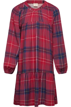 Ma-ia Family Rutig Klänning Dresses & Skirts Dresses Casual Dresses Long-sleeved Casual Dresses Red