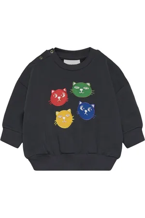 Mini Rodini Cool Cats Application Sweatshirt Tops Sweat-shirts & Hoodies Sweat-shirts Black