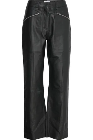 Levete Room Lr-Globa Bottoms Trousers Leather Leggings-Housut Black