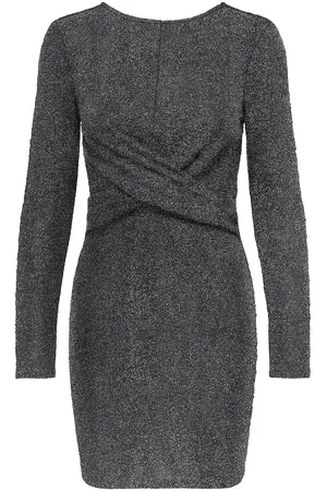 ONLY Onlqueen L/S Glitter Twist Dress Jrs Polvipituinen Mekko Grey