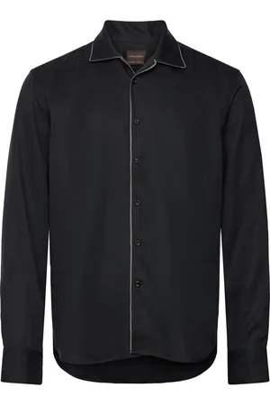 Oscar Jacobson Reg Fit Camp Collar Shirt Designers Shirts Casual Black