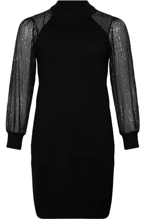 ONLY Carnaja Ls Sequins High Neck Dress Knt Lyhyt Mekko Black