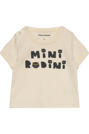 Mini Rodini Cats Sp Ss Tee Tops T-shirts Short-sleeved Beige