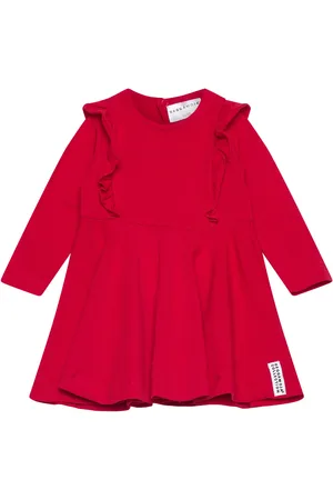 Geggamoja Flared Dress Flounce Red Dresses & Skirts Dresses Casual Dresses Long-sleeved Casual Dresses Red