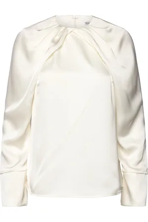 By Malina Evie Pleated Neckline Blouse Designers Blouses Long-sleeved Cream