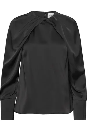 By Malina Evie Pleated Neckline Blouse Designers Blouses Long-sleeved Black
