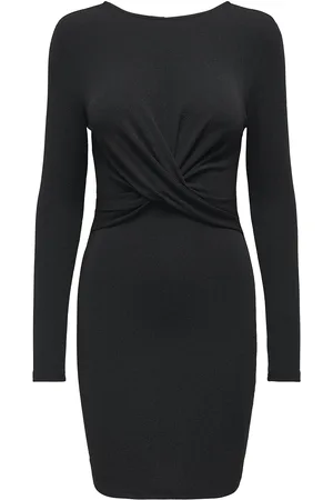 ONLY Onlqueen L/S Glitter Twist Dress Jrs Polvipituinen Mekko Black