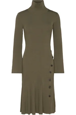 By Malina Polly Knitted Midi Dress Polvipituinen Mekko Khaki Green