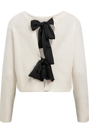 Object Objparvi Sateen Bow Knit Cardigan Div Tops Knitwear Cardigans Beige