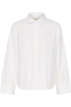 Cream Crglitter Shirt Tops Shirts Long-sleeved White