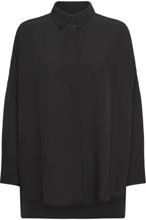 French Connection Caprina Crepe Ls Button Shirt Tops Shirts Long-sleeved Black