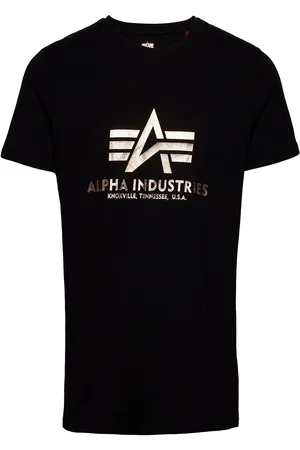 Alpha Industries Basic T-Shirt Foil Print Designers T-shirts Short-sleeved Black