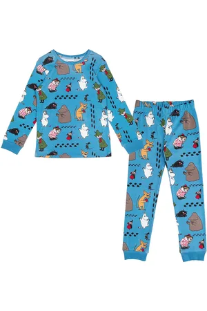 Mumin Fotspår2 Pyjamas Pyjamasetti Pyjama Blue