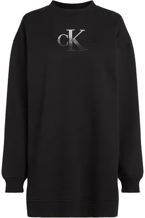Calvin Klein Embroidered Monologo Crew Dress Lyhyt Mekko Black