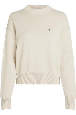 Calvin Klein Monogram Embro Crewneck Sweater Tops Knitwear Jumpers Cream