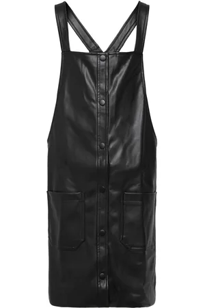 MANGO Leather-Effect Pinafore Dress Dresses & Skirts Dresses Casual Dresses Sleeveless Casual Dresses Black