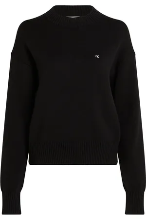 Calvin Klein Monogram Embro Crewneck Sweater Tops Knitwear Jumpers Black