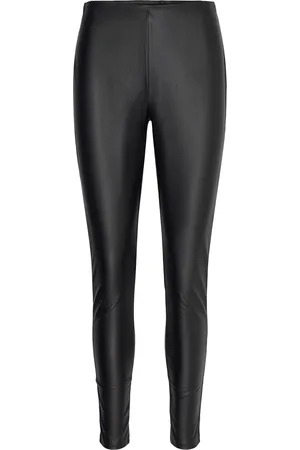 MANGO Leather-Effect Leggings Bottoms Trousers Leather Leggings-Housut Black