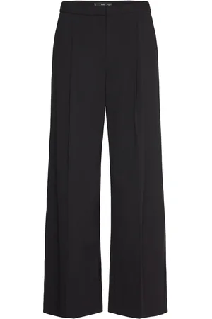 MANGO Wideleg Pleated Trousers Bottoms Trousers Suitpants Black