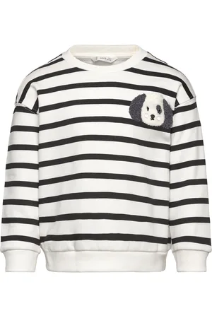 MANGO Striped Print Sweatshirt Tops Sweat-shirts & Hoodies Sweat-shirts White