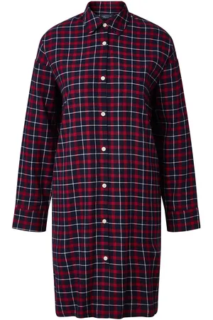 Lexington Luna Organic Cotton Checked Flannel Nightshirt Pyjama Red