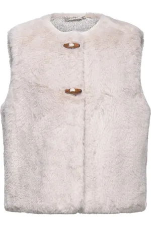 MANGO Fur-Effect Gilet Toppaliivi Beige