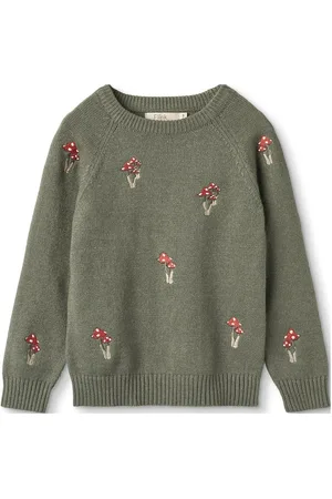 Fliink Benna Mushroom Pullover Tops Knitwear Pullovers Green