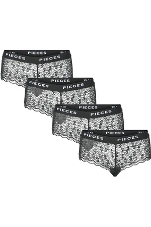Pieces® Pclogo Lace Hipster 4-Pack Alushousut Brief Tangat Black
