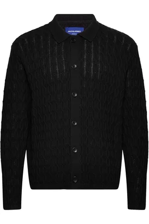 JACK & JONES Jorwinter Knit Cable Polo Styd Aw24 Tops Knitwear Cardigans Black Jack & J S
