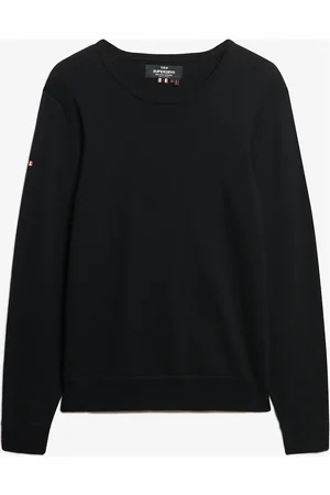 Superdry Merino Crew Jumper Tops T-shirts Long-sleeved Black