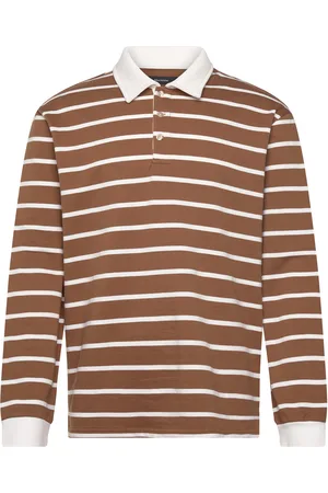 Matinique Mahaig Rugby Stripe Tops Polos Long-sleeved Brown