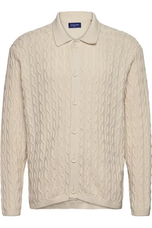JACK & JONES Jorwinter Knit Cable Polo Styd Aw24 Tops Knitwear Cardigans Cream Jack & J S